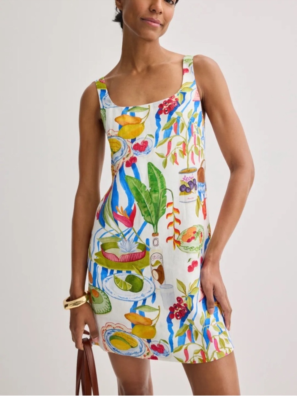NWT Farm Rio Fresh Table Linen Mini Dress - Picture 2 of 10